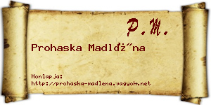 Prohaska Madléna névjegykártya